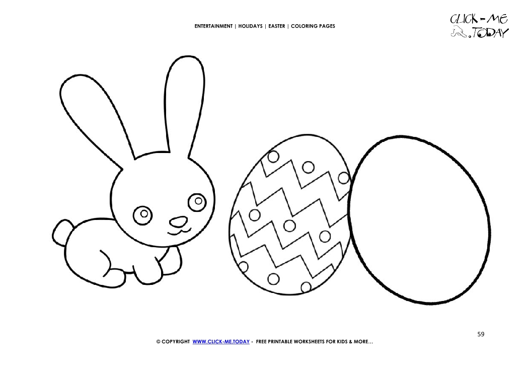 Easter Coloring Page: 59 Cute Easter bunny with two eggs